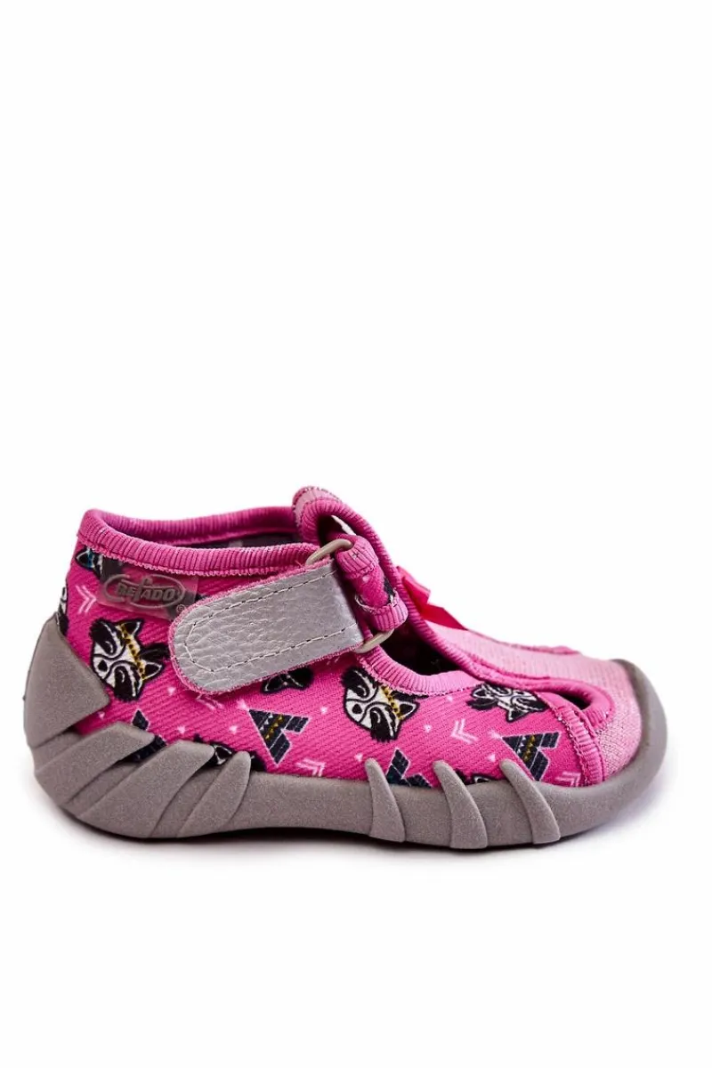 Clearance Buty Papcie Na Rzep 190P102 Różowe Dzieci Dziewczęce