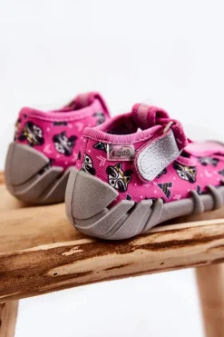 Clearance Buty Papcie Na Rzep 190P102 Różowe Dzieci Dziewczęce