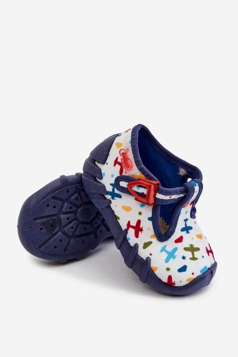 Best BEFADO Buty Papcie Samoloty 110P463 Biało-Granatowe