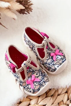 Discount BEFADO Buty Papcie Sarenki Z Kokardką 110P437 Beżowe