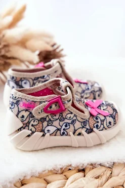Discount BEFADO Buty Papcie Sarenki Z Kokardką 110P437 Beżowe
