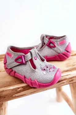 Online Buty Papcie Słoniki 110N454 Szaro-Różowe Dzieci Dziewczęce