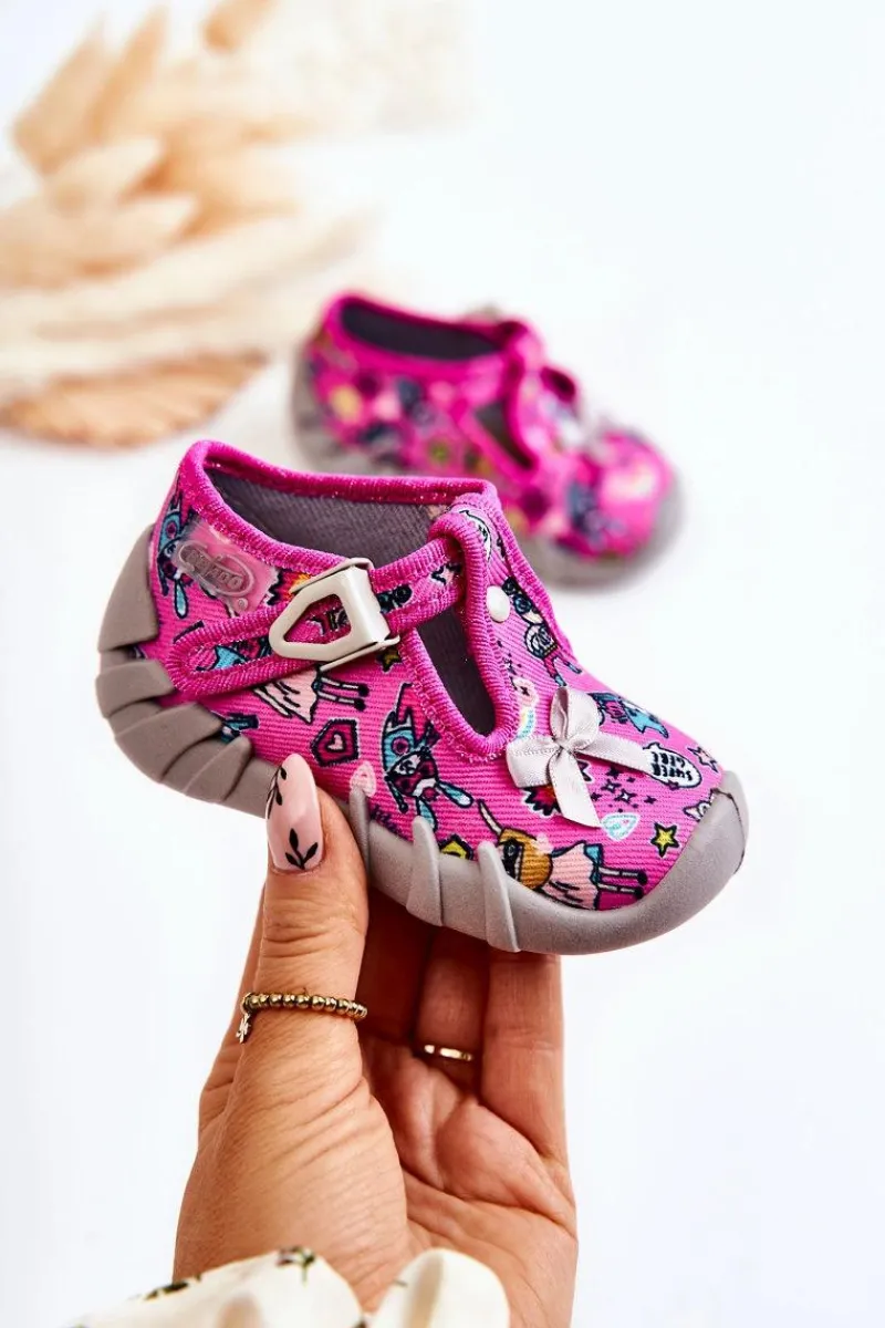 Dziewczęce>BEFADO Buty Papcie Supergirl Z Kokardką 110P457 Różowo-Szare
