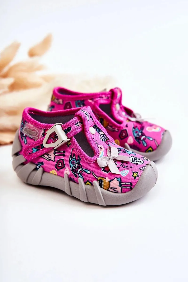 Dziewczęce>BEFADO Buty Papcie Supergirl Z Kokardką 110P457 Różowo-Szare