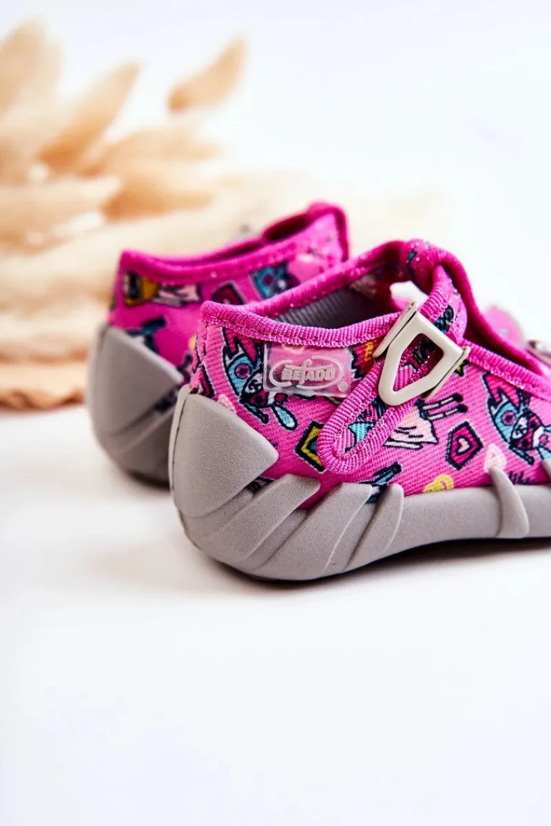 Dziewczęce>BEFADO Buty Papcie Supergirl Z Kokardką 110P457 Różowo-Szare