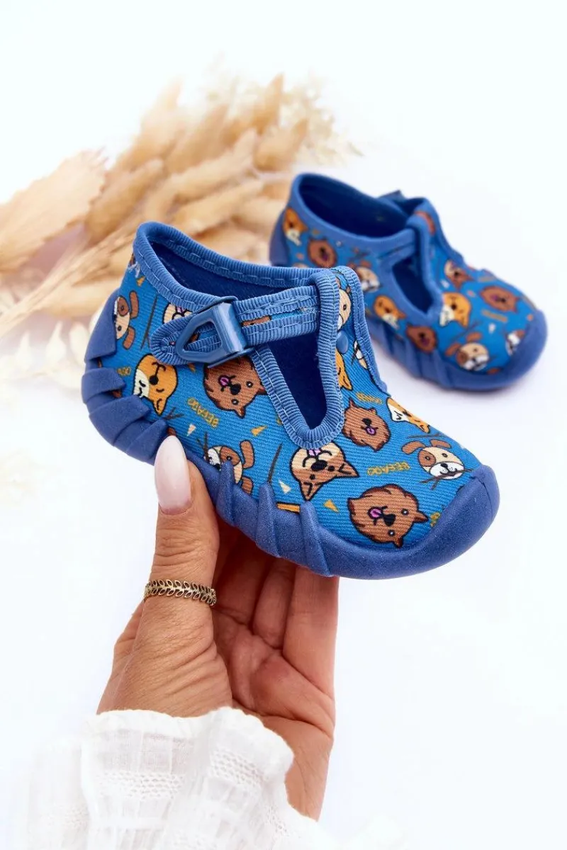 Best Buty Papcie Zwierzątka 110P478 Niebieskie Dzieci Chłopięce