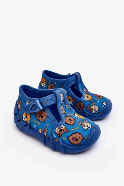 Best Buty Papcie Zwierzątka 110P478 Niebieskie Dzieci Chłopięce