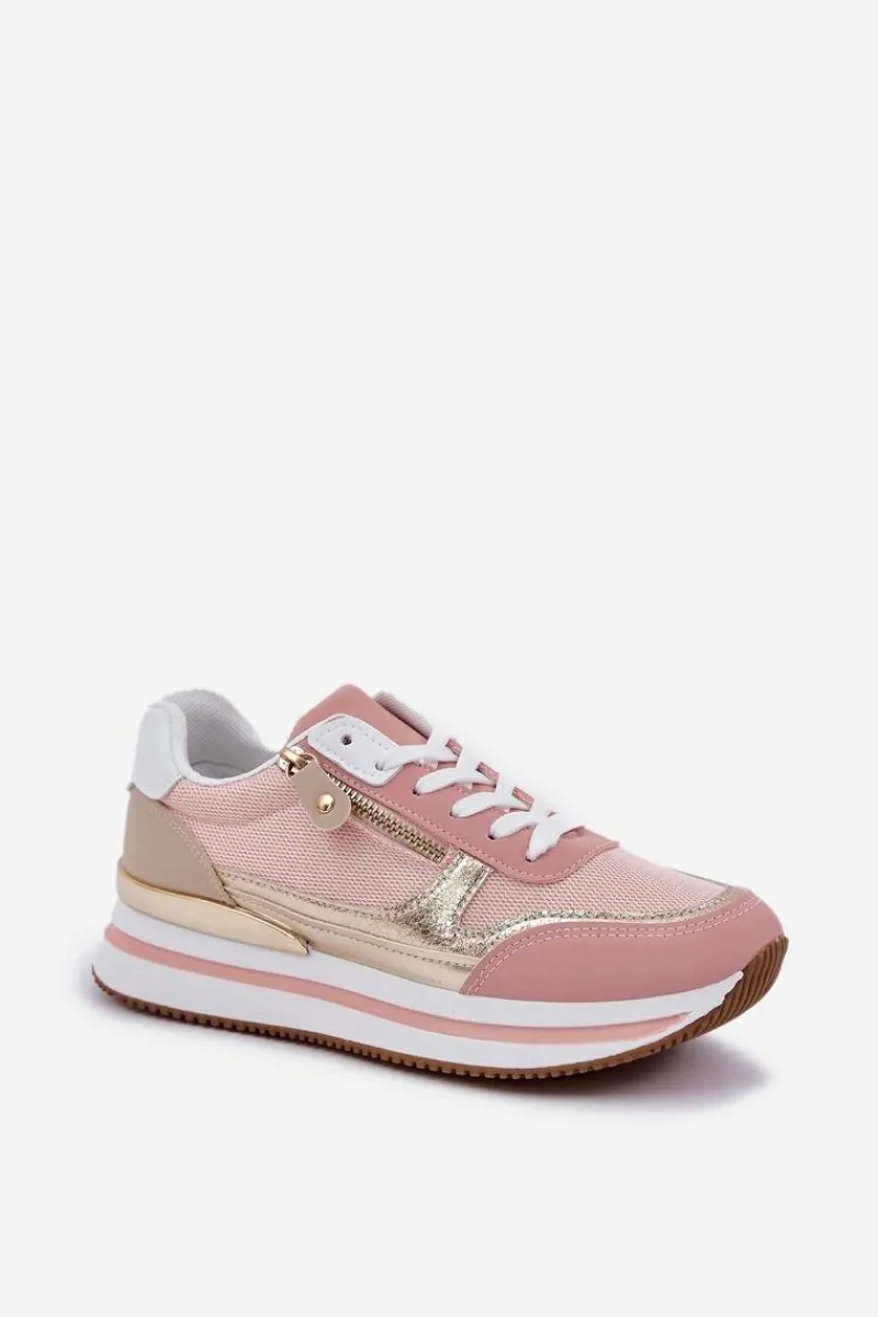 Buty Sportowe Na Platformie|Sneakersy Damskie>Boto Buty Sportowe Błyszczące Damskie Na Platformie Różowe Florefedi