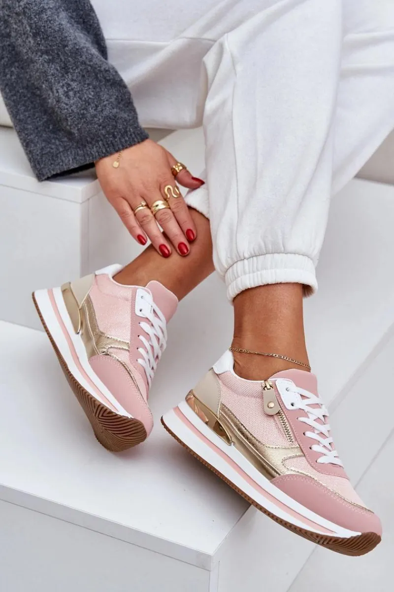 Buty Sportowe Na Platformie|Sneakersy Damskie>Boto Buty Sportowe Błyszczące Damskie Na Platformie Różowe Florefedi