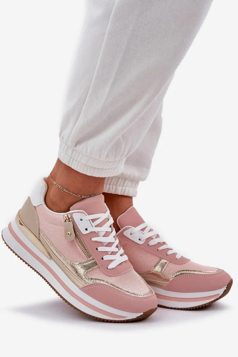 Buty Sportowe Na Platformie|Sneakersy Damskie>Boto Buty Sportowe Błyszczące Damskie Na Platformie Różowe Florefedi