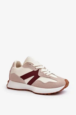 Online Boto Buty Sportowe Damskie Beżowo-Bordowe Chloette