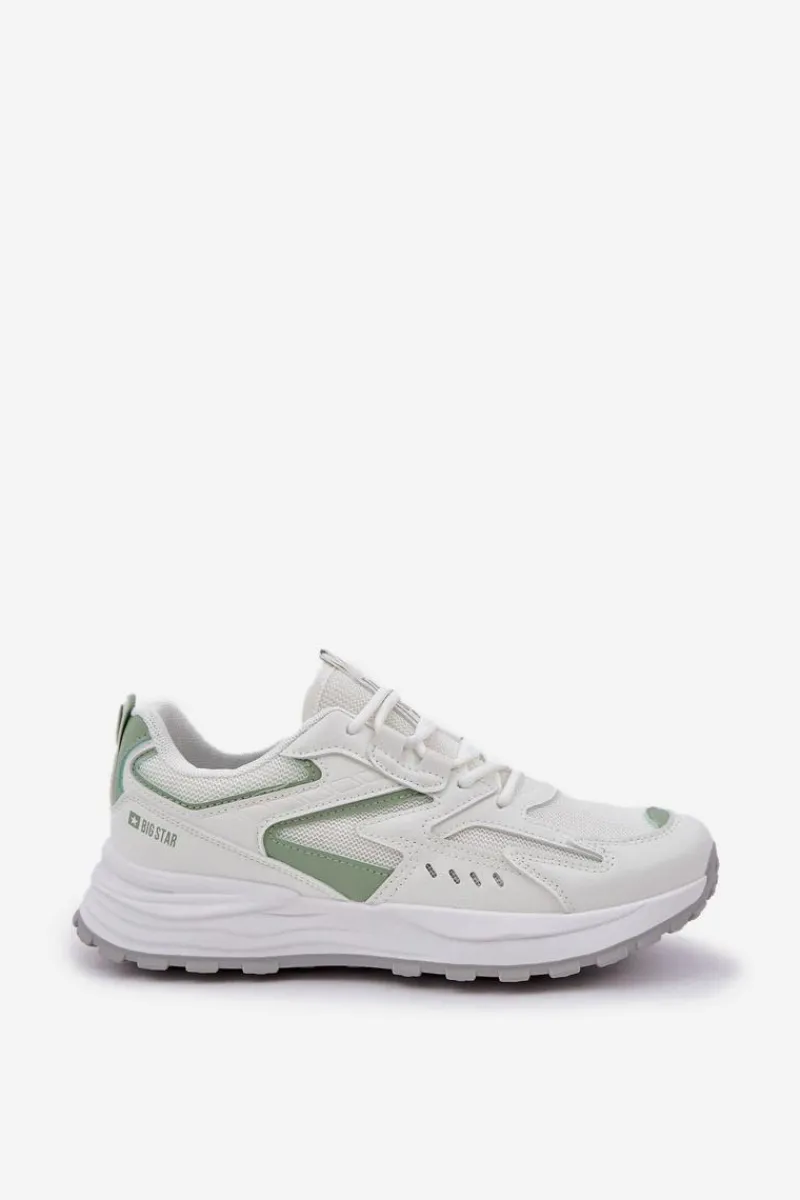Hot Big Star Shoes Buty Sportowe Damskie Big Star NN274A095 HI-POLY SYSTEM Biało-Zielone Biały