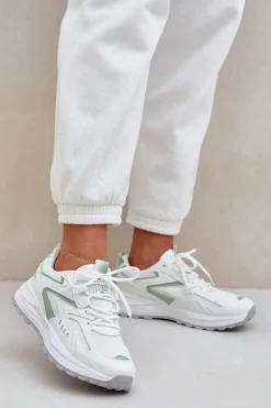 Hot Big Star Shoes Buty Sportowe Damskie Big Star NN274A095 HI-POLY SYSTEM Biało-Zielone Biały