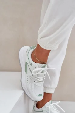 Hot Big Star Shoes Buty Sportowe Damskie Big Star NN274A095 HI-POLY SYSTEM Biało-Zielone Biały