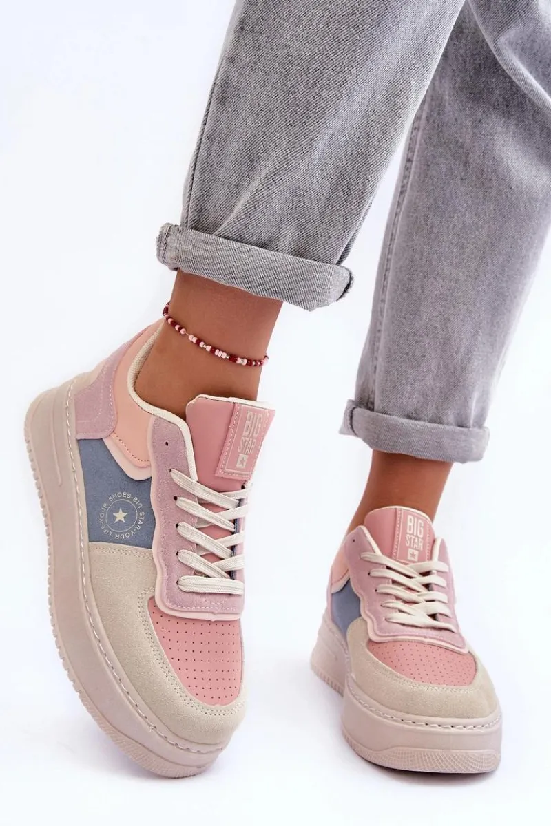 Online Buty Sportowe Damskie Big Star MM274233 Różowo-Beżowe Damskie Buty Sportowe Big Star|Sneakersy Damskie