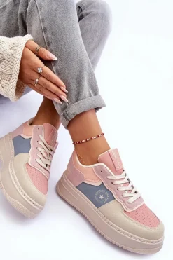 Online Buty Sportowe Damskie Big Star MM274233 Różowo-Beżowe Damskie Buty Sportowe Big Star|Sneakersy Damskie