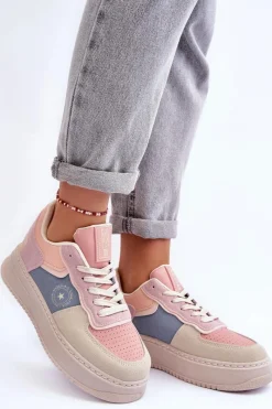 Online Buty Sportowe Damskie Big Star MM274233 Różowo-Beżowe Damskie Buty Sportowe Big Star|Sneakersy Damskie