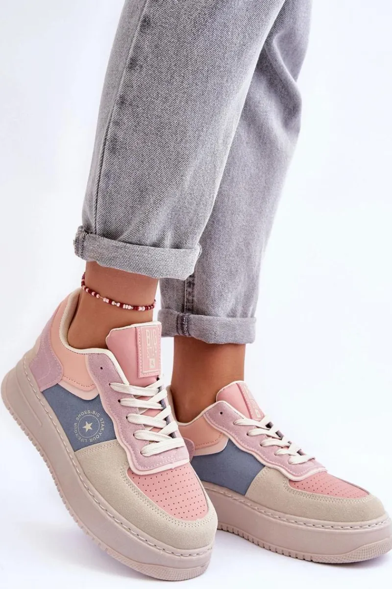 Online Buty Sportowe Damskie Big Star MM274233 Różowo-Beżowe Damskie Buty Sportowe Big Star|Sneakersy Damskie