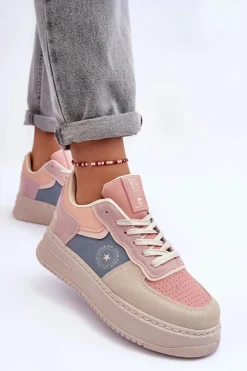 Online Buty Sportowe Damskie Big Star MM274233 Różowo-Beżowe Damskie Buty Sportowe Big Star|Sneakersy Damskie