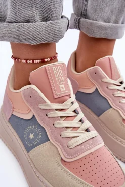 Online Buty Sportowe Damskie Big Star MM274233 Różowo-Beżowe Damskie Buty Sportowe Big Star|Sneakersy Damskie