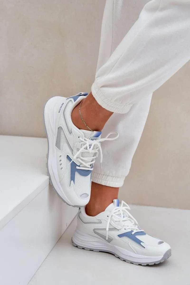 Buty Sportowe Big Star|Sneakersy Damskie>Big Star Shoes Buty Sportowe Damskie Big Star NN274A094 HI-POLY SYSTEM Biało-Niebieskie Biały