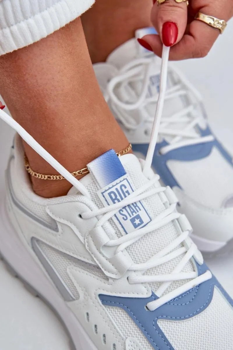 Buty Sportowe Big Star|Sneakersy Damskie>Big Star Shoes Buty Sportowe Damskie Big Star NN274A094 HI-POLY SYSTEM Biało-Niebieskie Biały