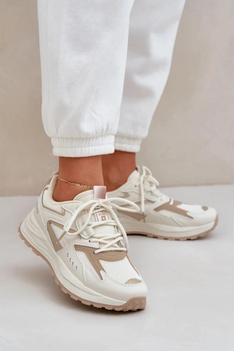 New Buty Sportowe Damskie Big Star NN274A096 HI-POLY SYSTEM Beżowe Damskie Buty Sportowe Big Star|Sneakersy Damskie