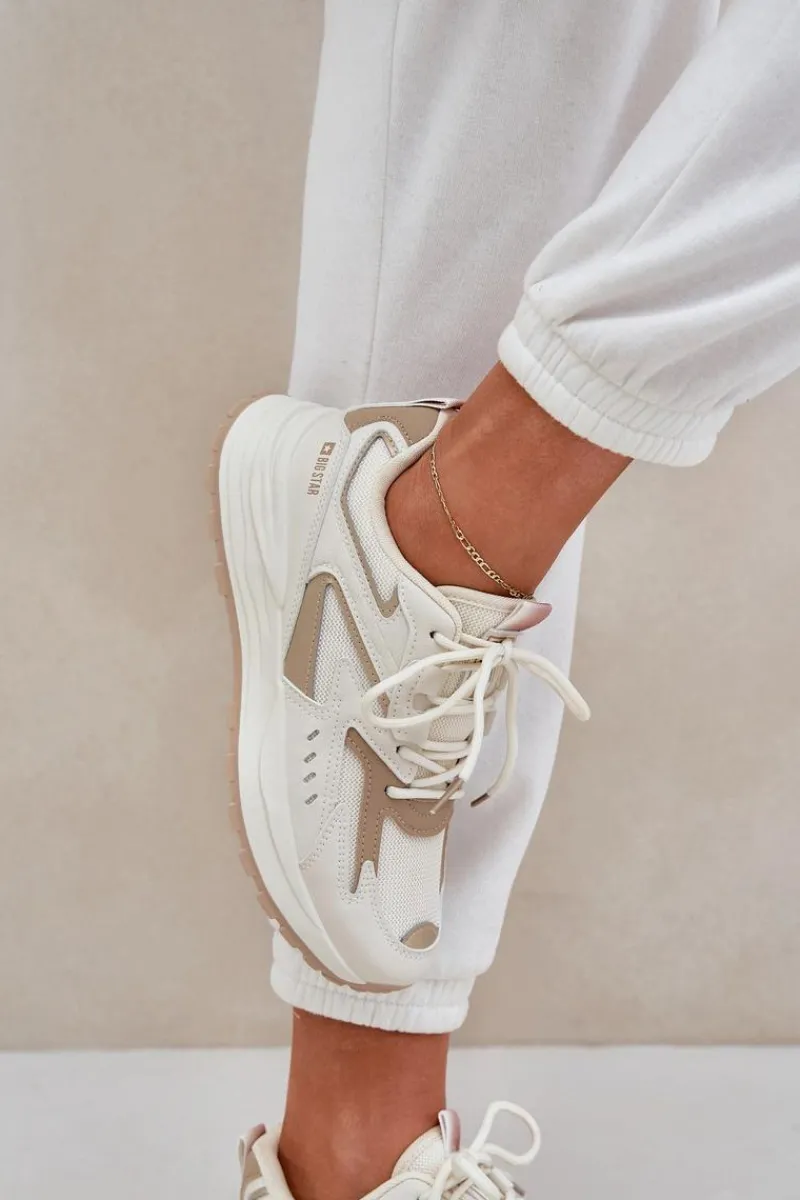New Buty Sportowe Damskie Big Star NN274A096 HI-POLY SYSTEM Beżowe Damskie Buty Sportowe Big Star|Sneakersy Damskie