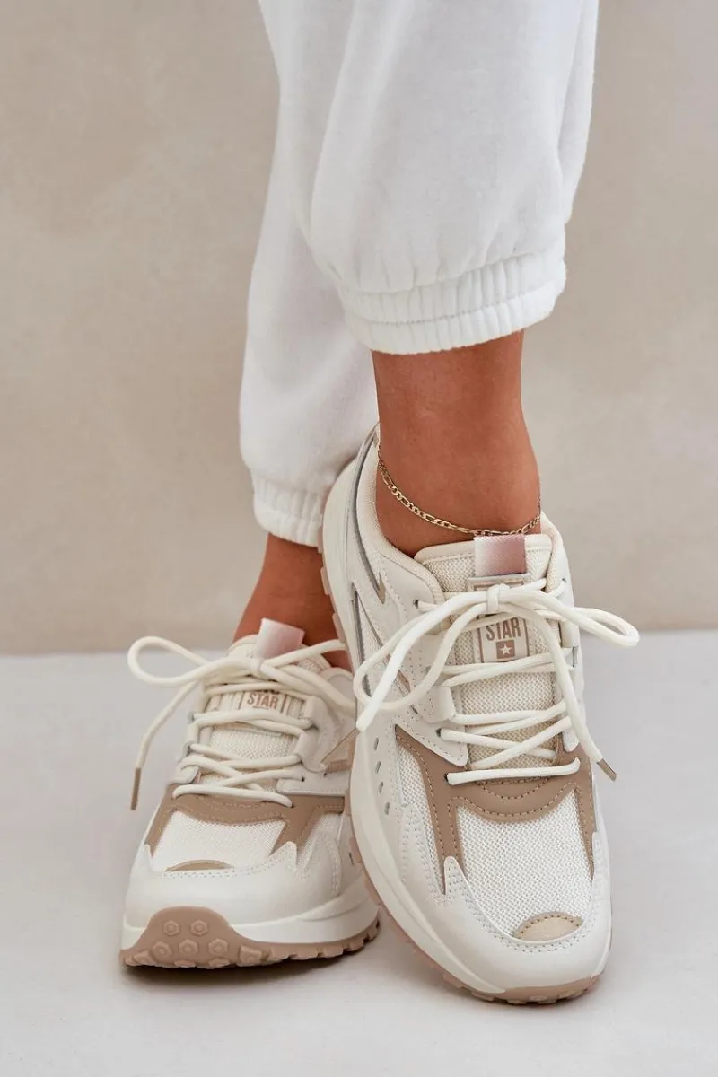 New Buty Sportowe Damskie Big Star NN274A096 HI-POLY SYSTEM Beżowe Damskie Buty Sportowe Big Star|Sneakersy Damskie
