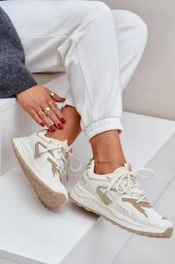 New Buty Sportowe Damskie Big Star NN274A096 HI-POLY SYSTEM Beżowe Damskie Buty Sportowe Big Star|Sneakersy Damskie