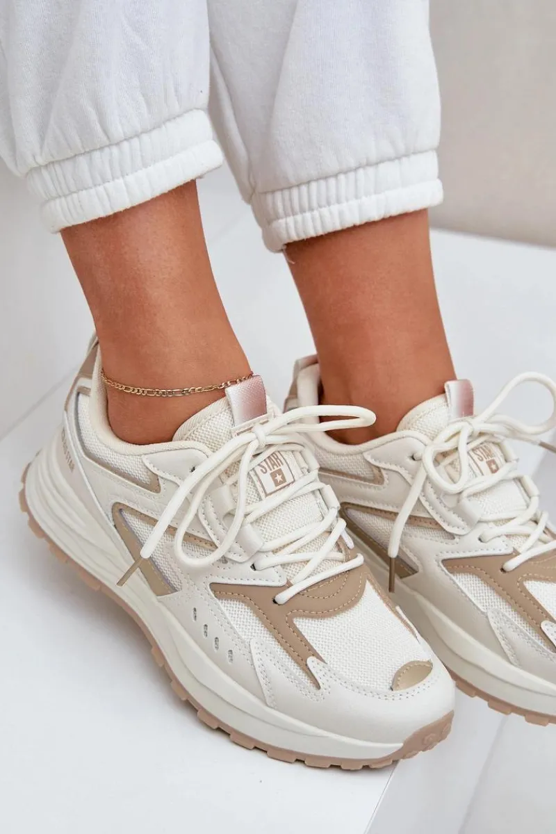 New Buty Sportowe Damskie Big Star NN274A096 HI-POLY SYSTEM Beżowe Damskie Buty Sportowe Big Star|Sneakersy Damskie