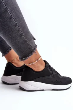 Online Buty Sportowe Damskie RSS2SPOF056 Czarne Damskie Buty Sportowe Na Platformie