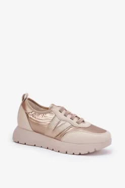 Clearance Buty Sportowe Damskie Na Platformie Vinceza 58510 Złote Damskie Sneakersy Damskie