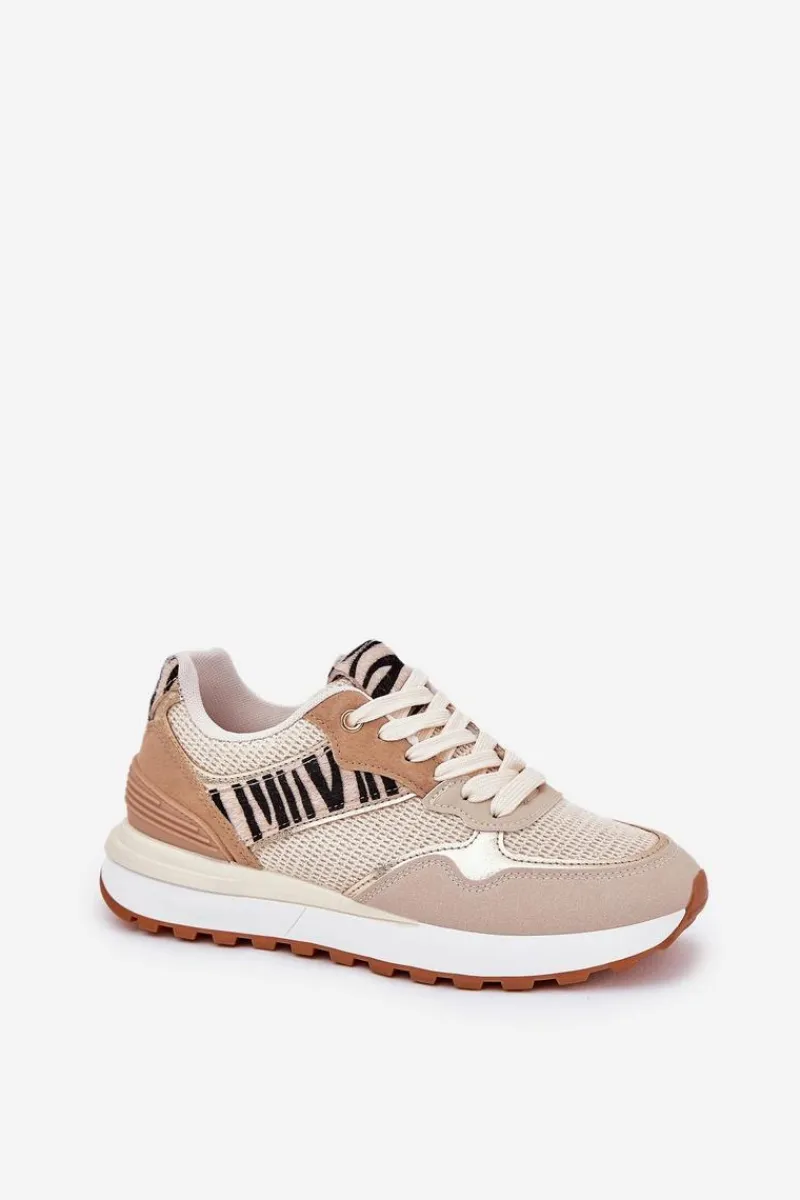 Buty Sportowe Na Platformie|Sneakersy Damskie>Boto Buty Sportowe Damskie Na Platformie Zebra Beżowe Davinara Beżowy