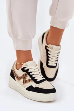 Sale Buty Sportowe Damskie Na Platformie Panterka Czarne Lorori Damskie Buty Sportowe Na Platformie|Sneakersy Damskie