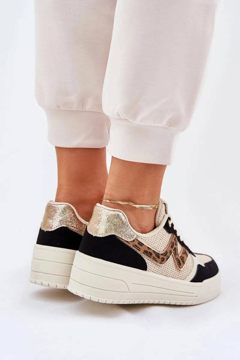 Sale Buty Sportowe Damskie Na Platformie Panterka Czarne Lorori Damskie Buty Sportowe Na Platformie|Sneakersy Damskie