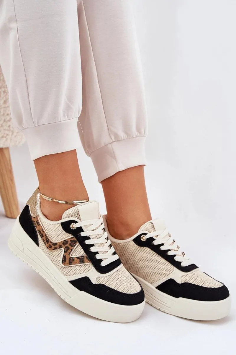Sale Buty Sportowe Damskie Na Platformie Panterka Czarne Lorori Damskie Buty Sportowe Na Platformie|Sneakersy Damskie