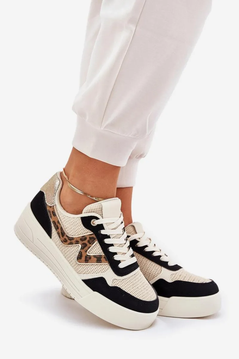 Sale Buty Sportowe Damskie Na Platformie Panterka Czarne Lorori Damskie Buty Sportowe Na Platformie|Sneakersy Damskie