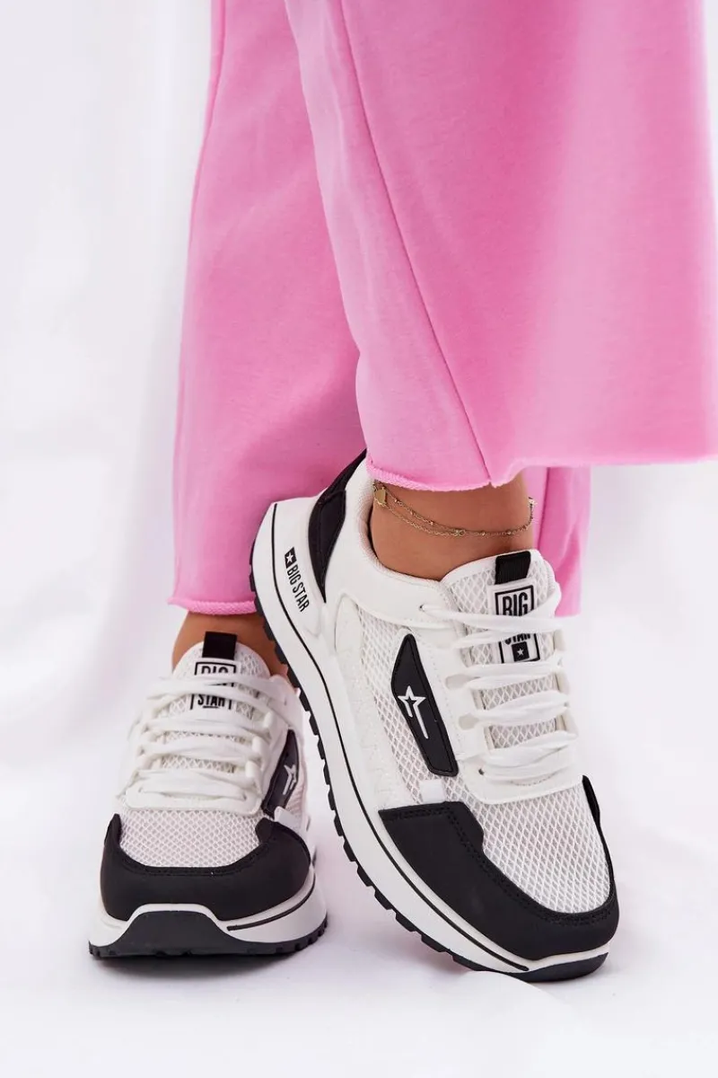 Outlet Buty Sportowe Damskie Na Platformie Big Star RR274A223 HI-POLY SYSTEM Biało-Czarne Damskie Buty Sportowe Big Star|Sneakersy Damskie