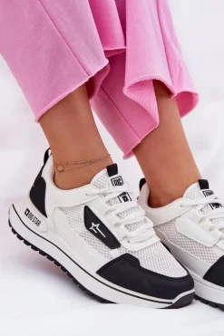 Outlet Buty Sportowe Damskie Na Platformie Big Star RR274A223 HI-POLY SYSTEM Biało-Czarne Damskie Buty Sportowe Big Star|Sneakersy Damskie