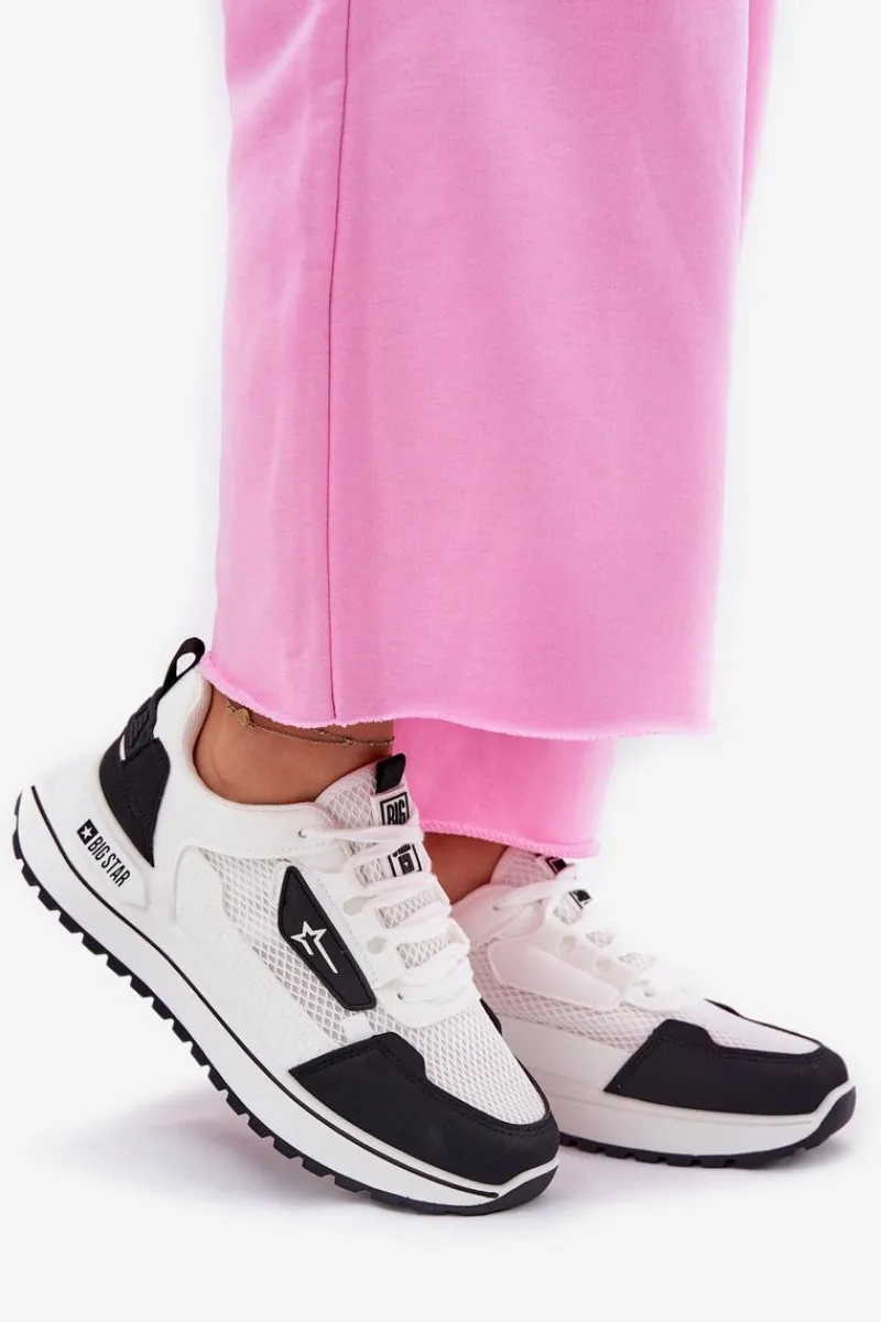 Outlet Buty Sportowe Damskie Na Platformie Big Star RR274A223 HI-POLY SYSTEM Biało-Czarne Damskie Buty Sportowe Big Star|Sneakersy Damskie