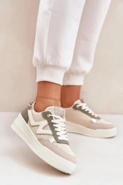 Buty Sportowe Na Platformie|Sneakersy Damskie>Boto Buty Sportowe Damskie Na Platformie Panterka Zielone Lorori Zielony