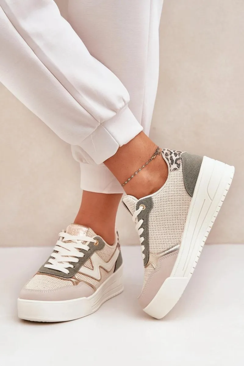 Buty Sportowe Na Platformie|Sneakersy Damskie>Boto Buty Sportowe Damskie Na Platformie Panterka Zielone Lorori Zielony