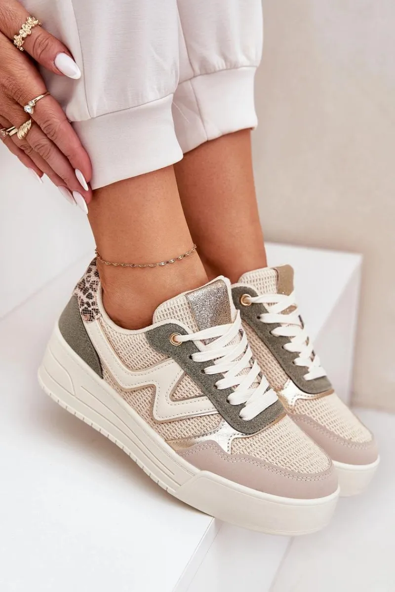 Buty Sportowe Na Platformie|Sneakersy Damskie>Boto Buty Sportowe Damskie Na Platformie Panterka Zielone Lorori Zielony