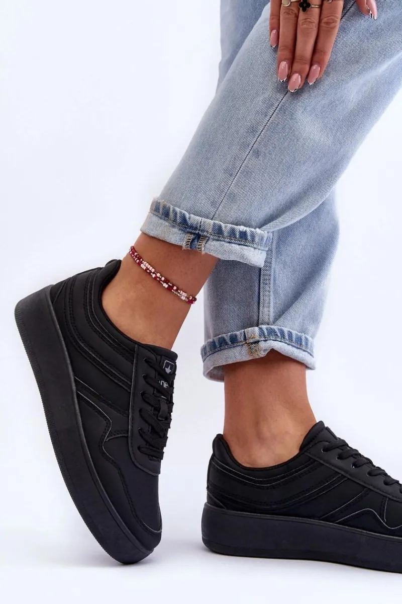 Hot Buty Sportowe Damskie Na Platformie Czarne Pudina Damskie Buty Sportowe Na Platformie|Sneakersy Damskie