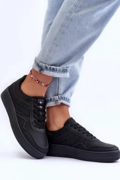 Hot Buty Sportowe Damskie Na Platformie Czarne Pudina Damskie Buty Sportowe Na Platformie|Sneakersy Damskie