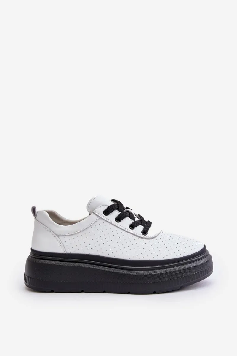 Sneakersy Damskie>Buty damskie Vinceza Buty Sportowe Damskie Na Platformie Skóra Naturalna Białe 41470 Vinceza