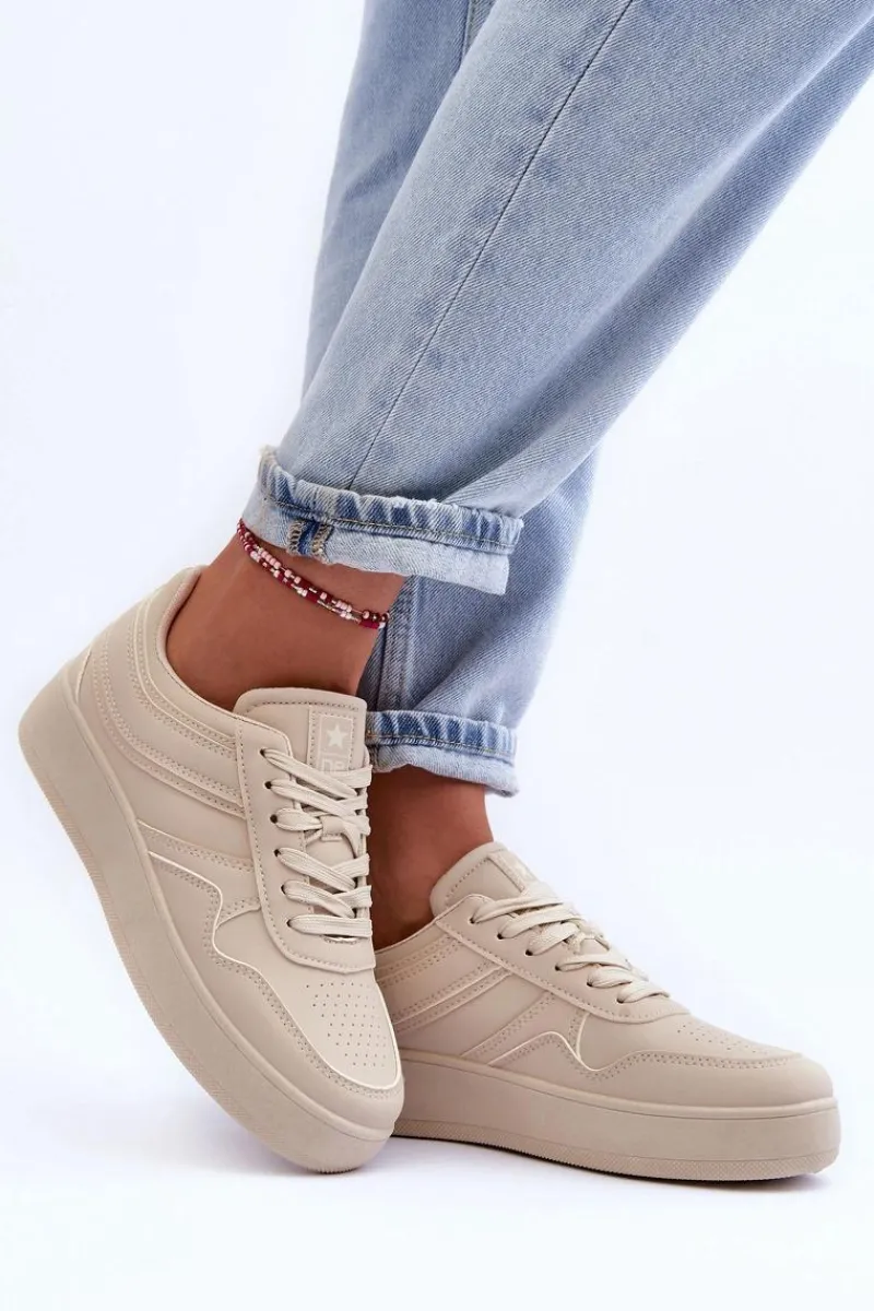 Buty Sportowe Na Platformie|Sneakersy Damskie>Evento Buty Sportowe Damskie Na Platformie Beżowe Pudina