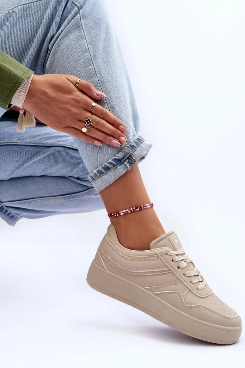 Buty Sportowe Na Platformie|Sneakersy Damskie>Evento Buty Sportowe Damskie Na Platformie Beżowe Pudina