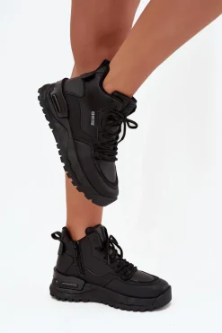 Hot Big Star Shoes Buty Sportowe Damskie Na Platformie Big Star SS274509 Czarne Czarny